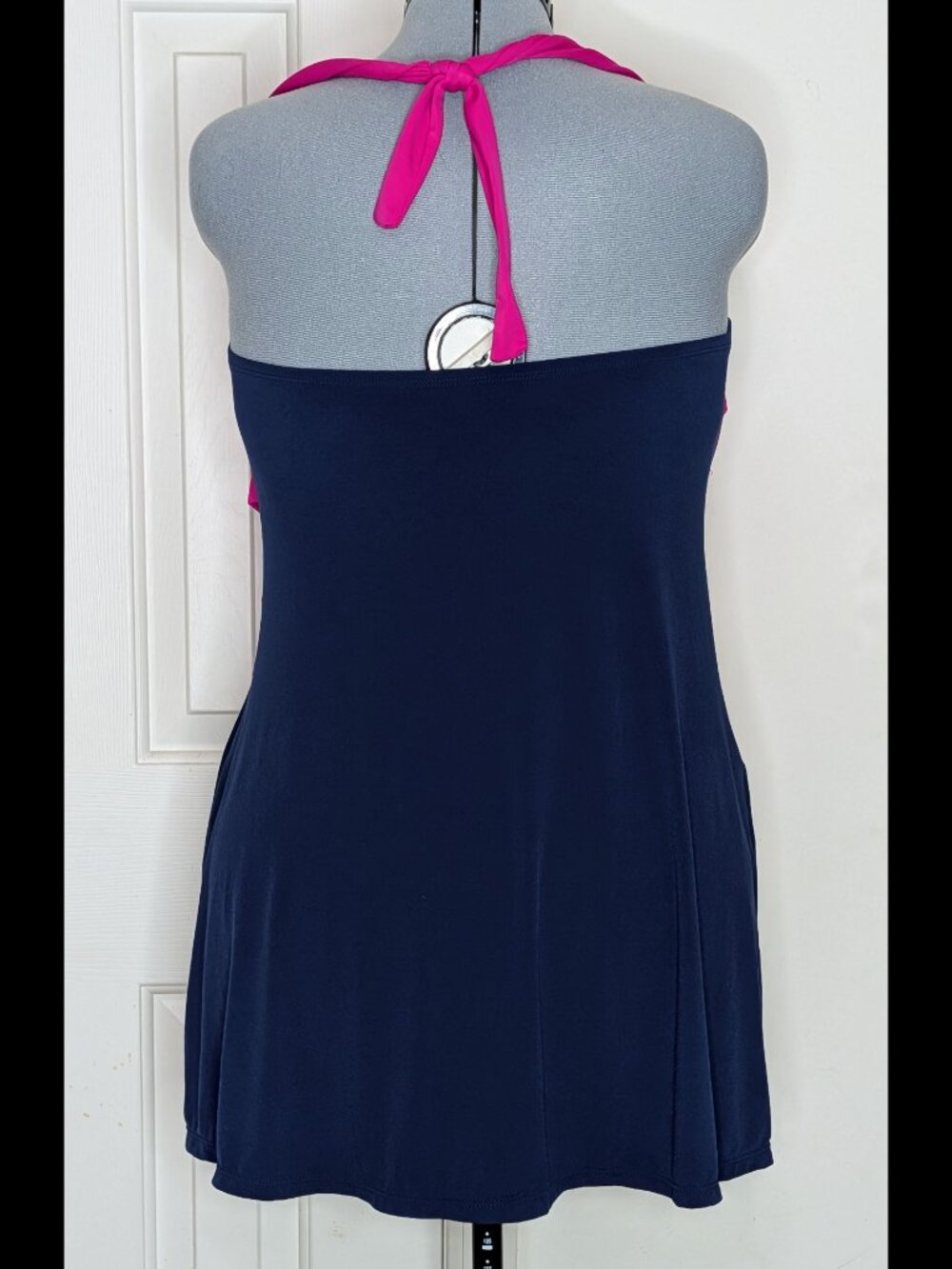 Flirty CATALINA XL 16/18 Hot Pink & Navy One Piece Swimsuit with Halter & Skirt - Picture 2 of 2